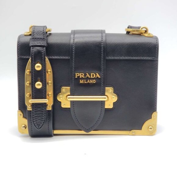 Prada Cahier Black Leather Shoulder Bag 835-031125 - Picture 1 of 16